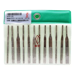 12PCS/SET BEST Diamond pneumatic tool File set MTP-120 Mechanical File for Mold Polishing Tapered Hand File Set