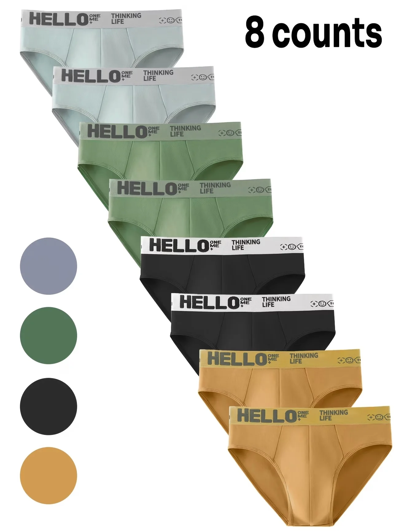 

Мужские трусы-брифы (8 шт.) с эластичным поясом, модные, разноцветные, разных размеров, дышащие и комфортные