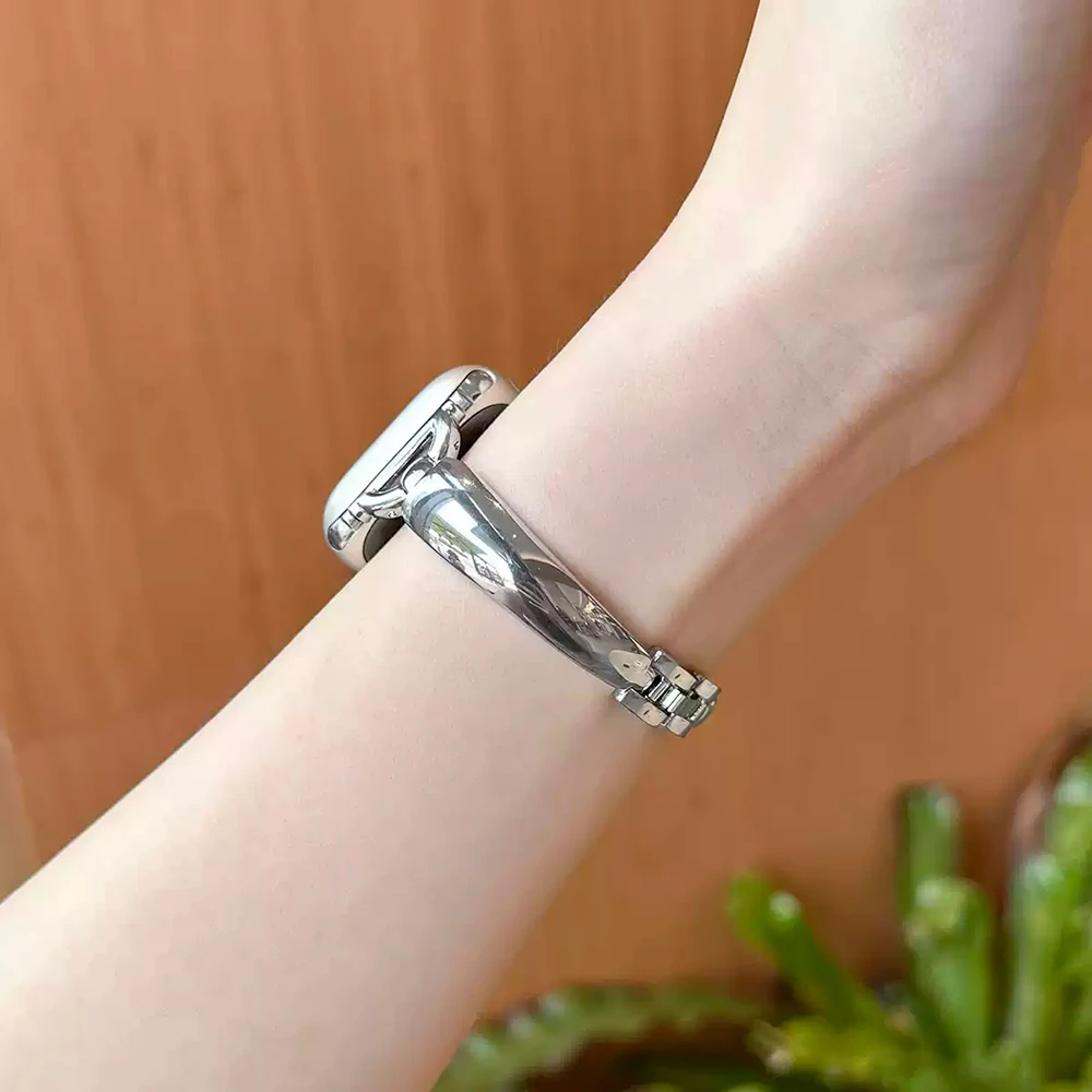 حزام معدني للنساء لساعة أبل 10 9 8 باند 42 ملم 46 ملم 41 ملم 45 ملم 40 ملم 44 ملم 49 ملم سوار iWatch Series 7 Se 6 5 Ultra Watchband