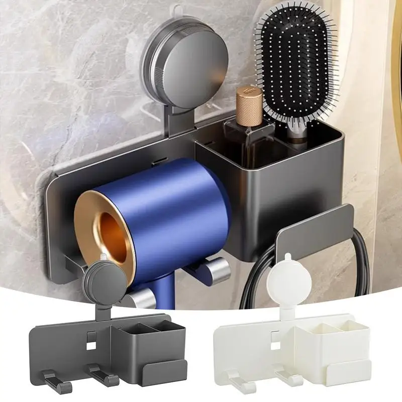 Hair Dryer Storage Wall Mount Rack Hair Dryer Organizer For Perfume Comb Toothbrush Toothpaste Shaver Straightener Shower Home