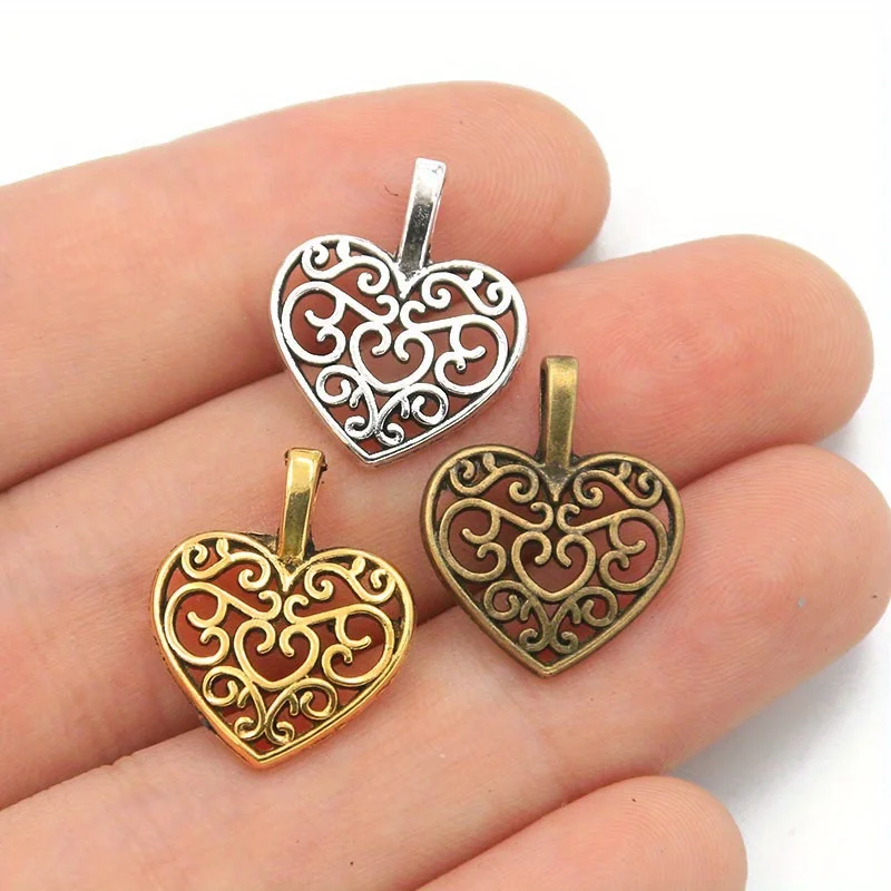 30 Stück 15*18mm Vintage Metall Zinklegierung Hohl Liebe Herz Charms passen Schmuck Anhänger Charms Zeug, DIY Zubehör