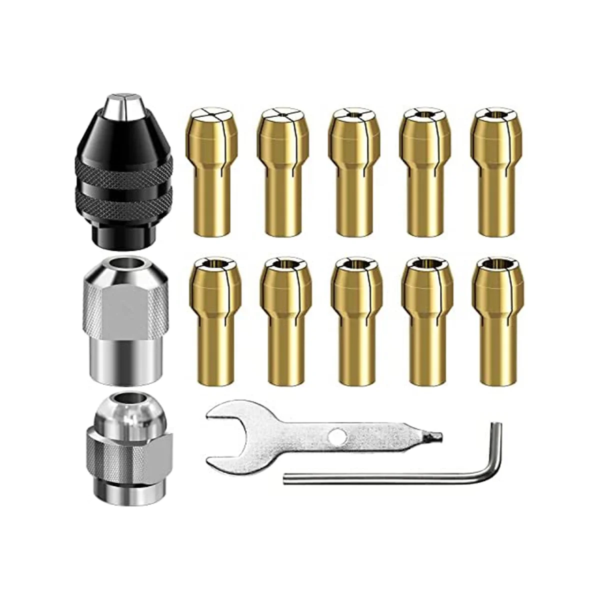 

Drill Chuck Collet Set, 28 Pcs Chuck Collet Kit(1/32 - 1/8Inch)Replacement 4486 Drill Keyless Bit 4485 Brass Collet Set