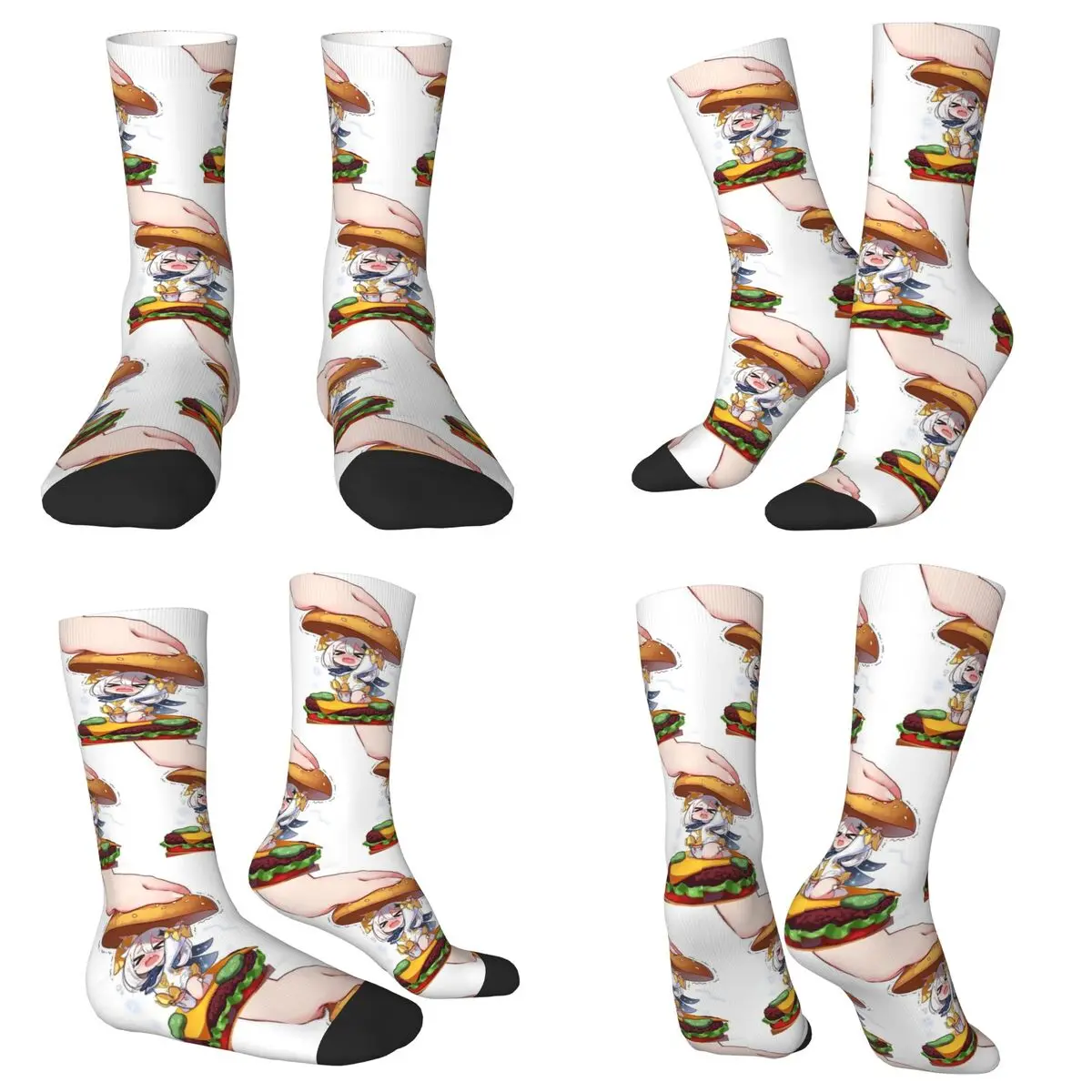

Genshin Impact Paimon, милые носки с гамбургером, впитывающие пот чулки в стиле Харадзюку, всесезонные длинные носки для унисекс, рождественские подарки