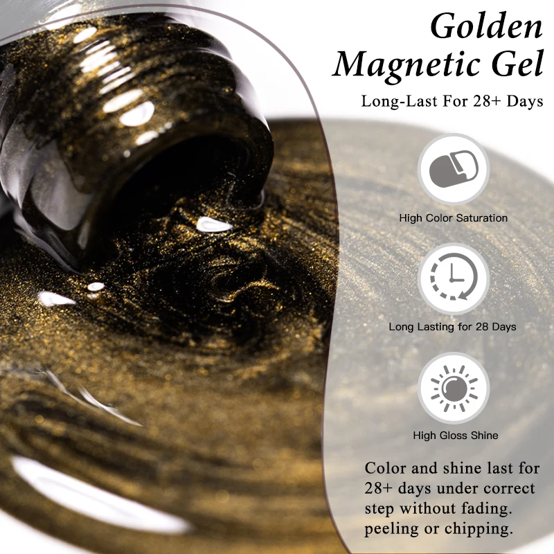 Ouro glitter gato gel magnético unha polonês luz dourada gel magnético semi permanente embeber fora uv gel verniz suprimentos de unhas diy