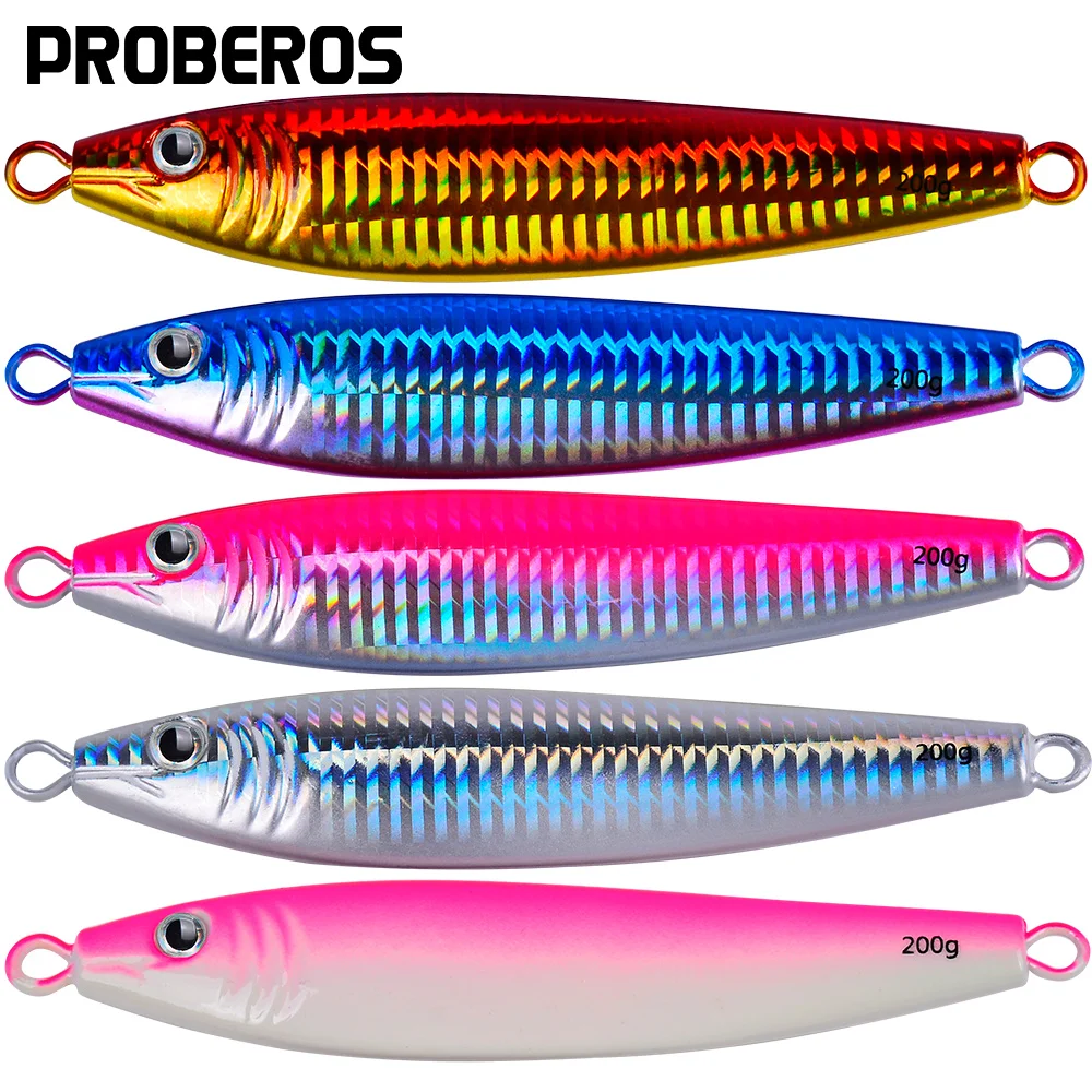 Proberos 1pc leurre de gabarits lumineux, gabarits de pêche en métal de fer de couleur mixte, corps Laser réfléchissant amélioré, 40-120g