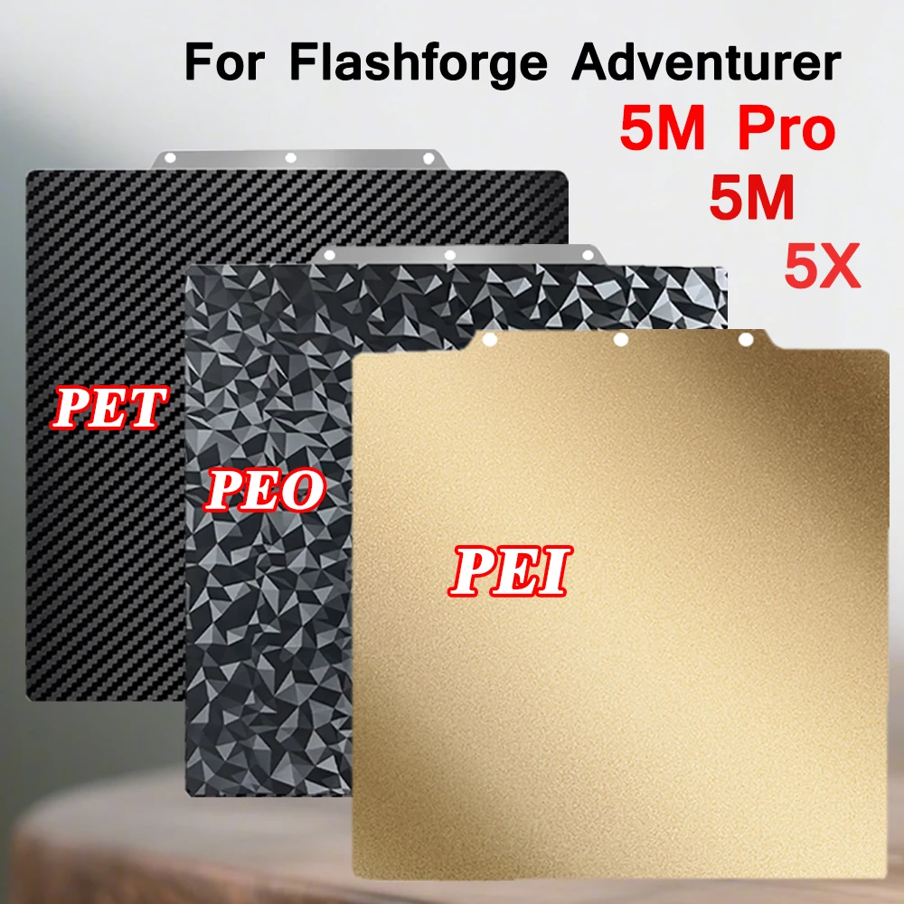 

PEO PET PEI Plate for Adventurer 5M, 5X, AD5M Pro Build Plate Double Sided Flexible Heated Bed for Flashforge Adventurer 5M AD5X