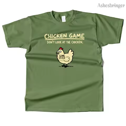 Mens Cotton Chicken Game Graphic Funny T Shirt Street Casual Style Tee for Men and Women