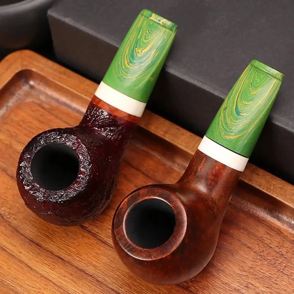 New 3mm Flue Stone Nan Wood Tobacco Pipe Retro Old Style Handmade Polished Old Style Stone Nan Wood Pipe