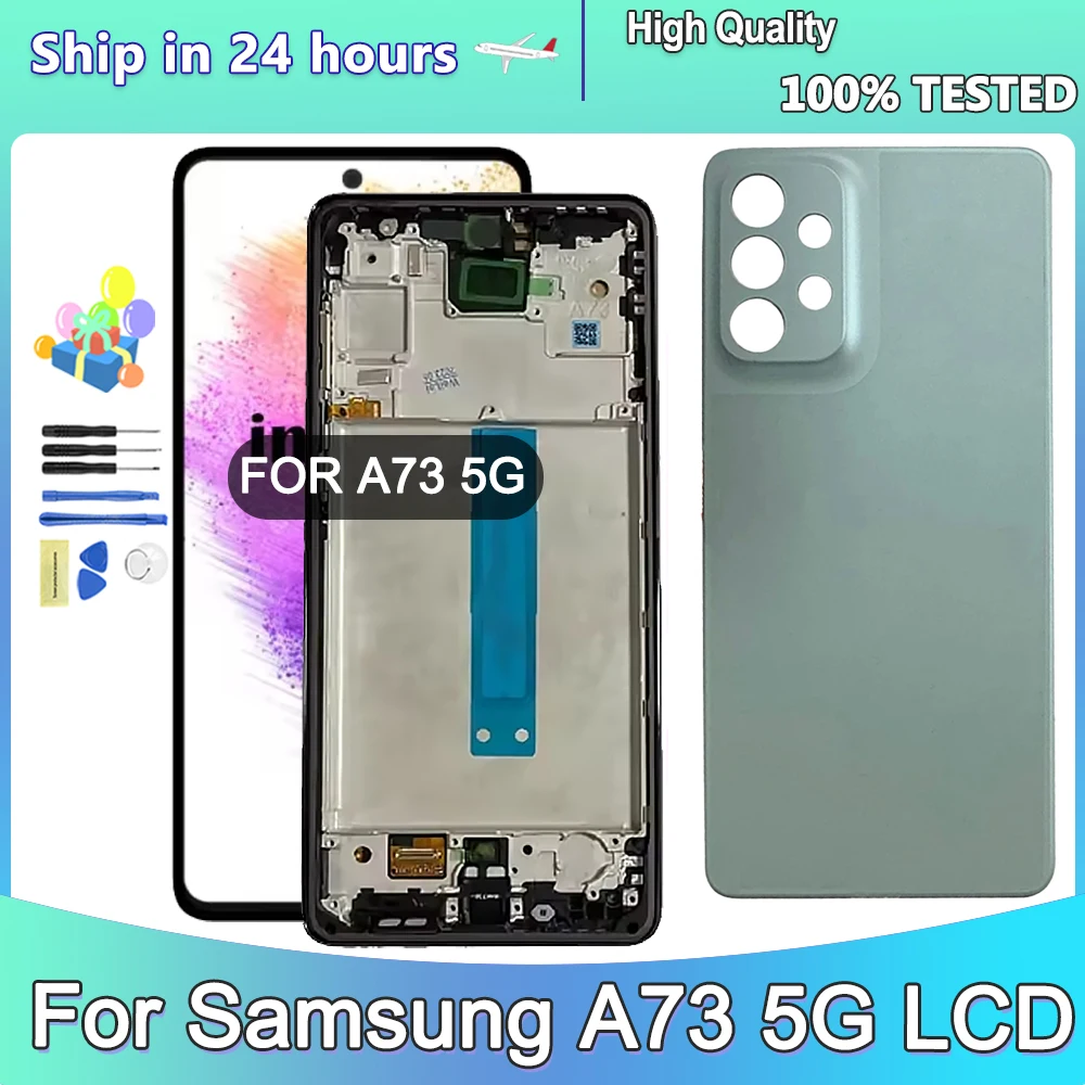 

TFT Screen for Samsung Galaxy A73 5G LCD Display Touch Screen Digitizer with Frame Assembly for Samsung A736 A736B Replacement