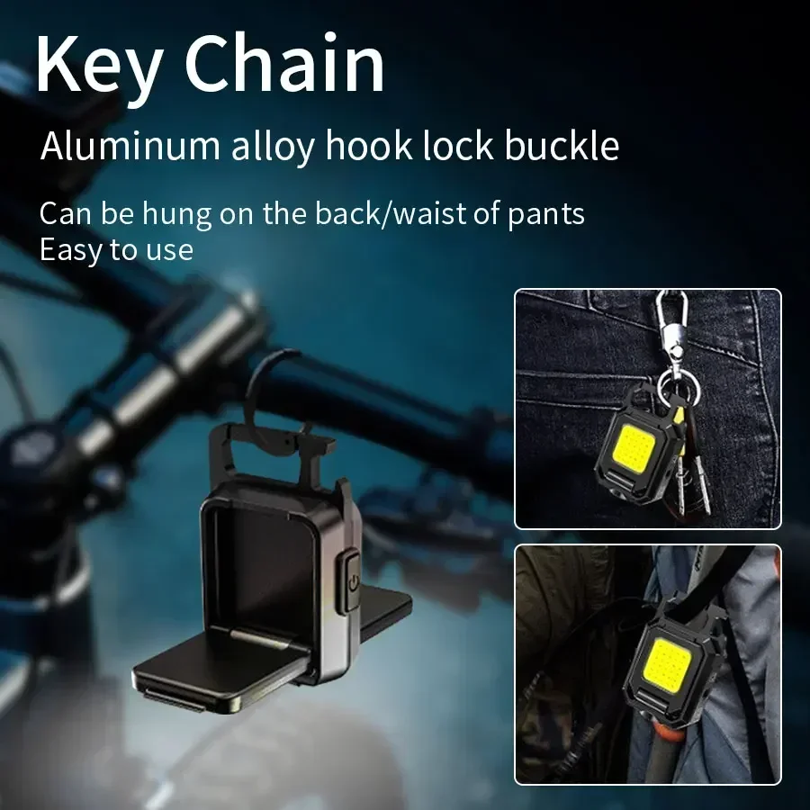 Mini LED Keychain Flashlight 3 Side COB Lighting Emergency Lighting Bottle Opener Magnetic Flashlight for Outdoor Travel Hiking