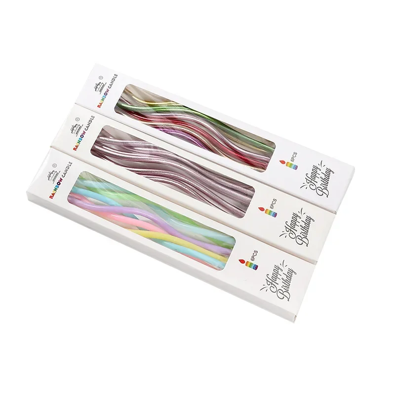 شموع كيك منحنية للزينة ، تزيين كب كيك ، أغطية شموع ، استحمام الطفل ، الكشف عن نوع الجنس ، حفل زفاف ، عيد ميلاد ، 6 روض