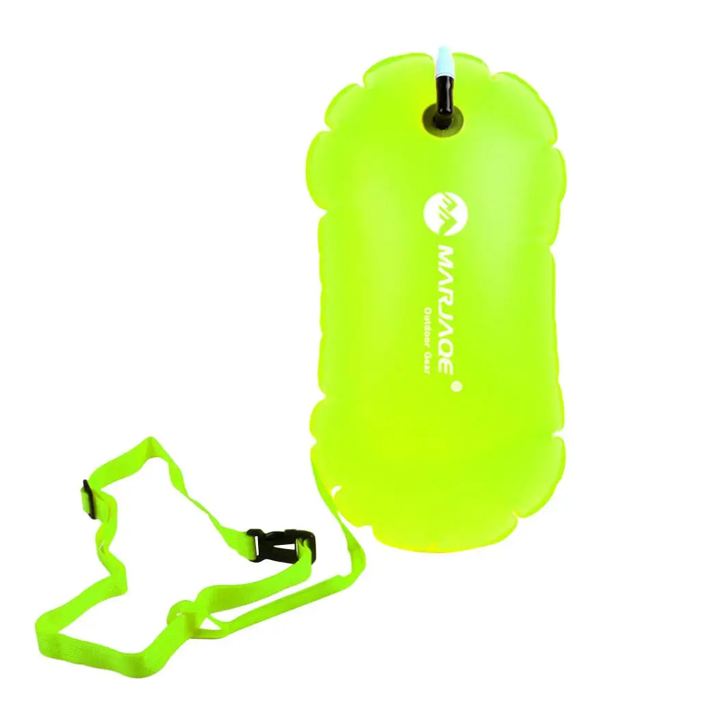 High Visibility Fluo Yellow Swim Bubble Swimming Tow Float Buoy for Open Water Swimmers/Kayakers/Snorkelers/Triathletes