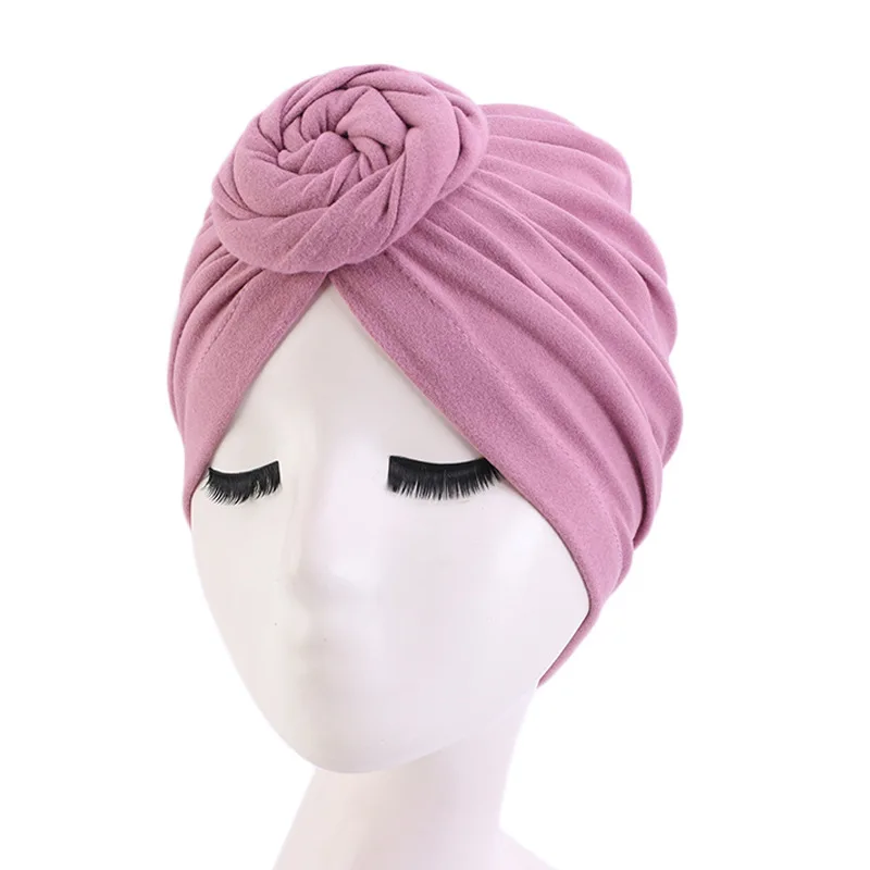 Nowy damski elastyczny turban Kapelusz Bohemian Style Head Wrap Knot Turban Muslim Ladies Hair Cover Beanie Headwraps India Hat Chemo cap