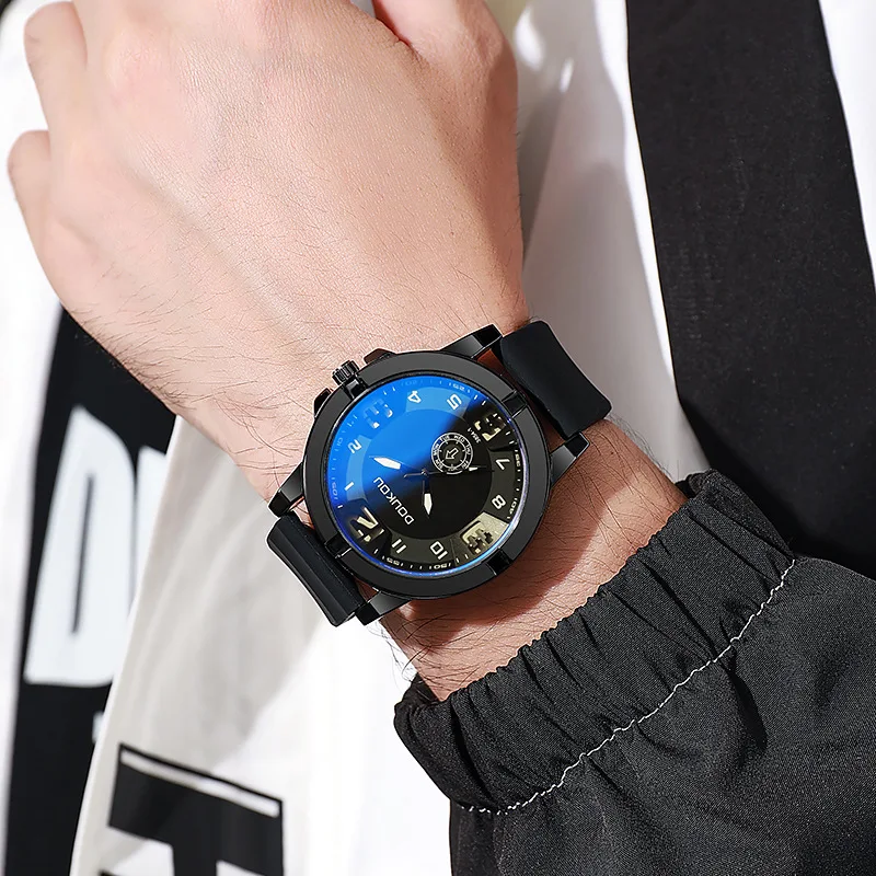 2026 ساعة كوارتز رقمية عربية كلاسيكية بسيطة كلاسيكية للرجال كاجوال بحزام سيليكون ساعات يد تناظرية مستديرة ساعة شخصية