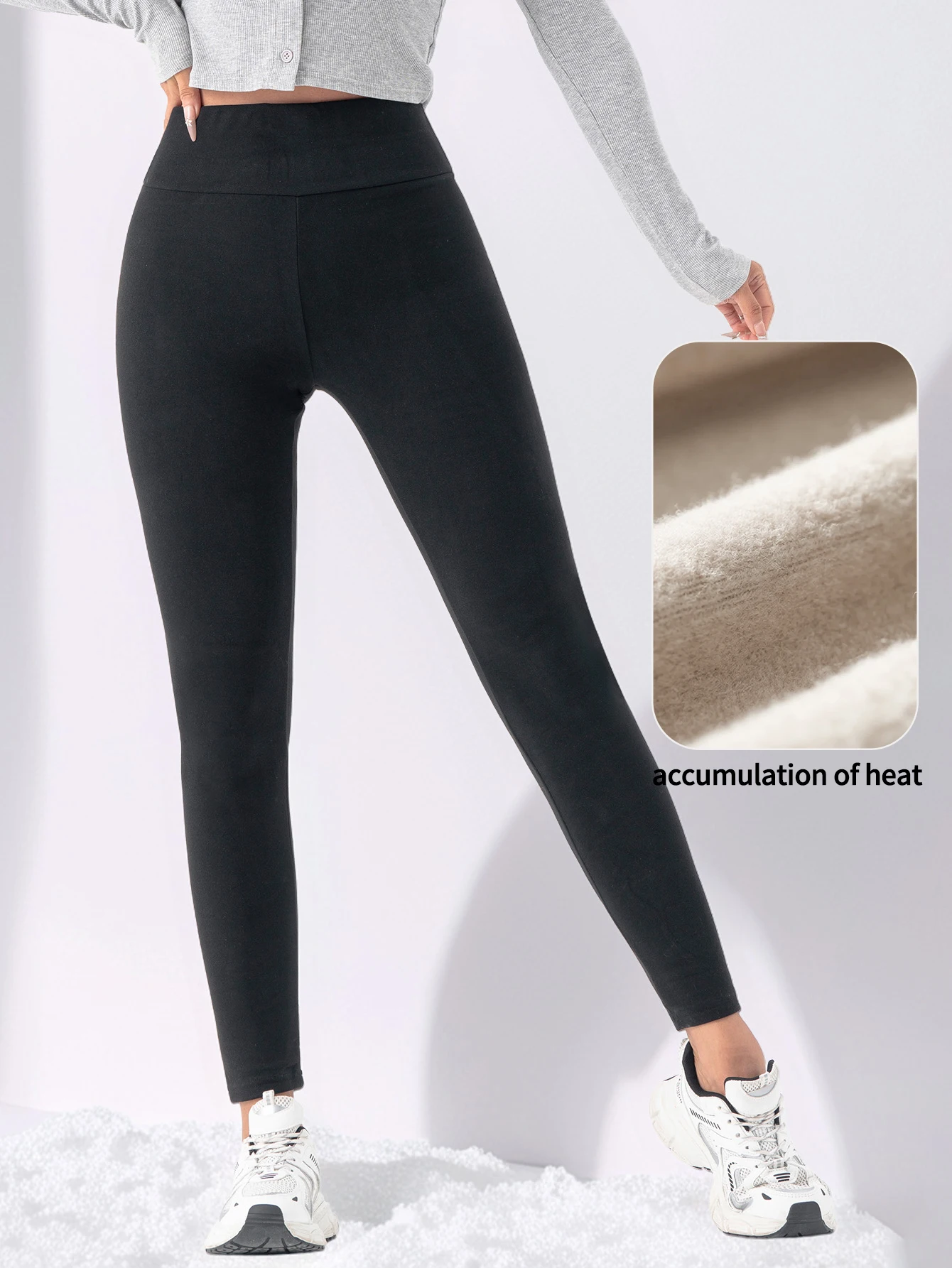 Pantaloni termici a vita alta Dralon a tutta lunghezza da donna Pantaloni invernali morbidi e confortevoli elasticizzati skinny resistenti al freddo foderati in pile