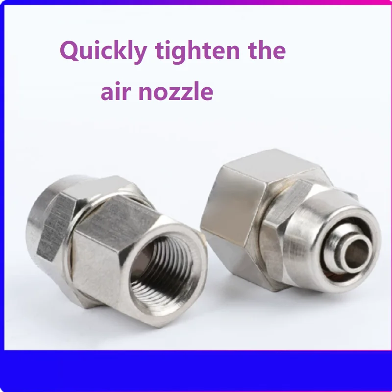 Brass Nickel Plated KZCF Female Thread Straight Push Fit Air Fitting Lock Nut Type Pneumatic Connector For Nylon Tube 6mm 8mm 10