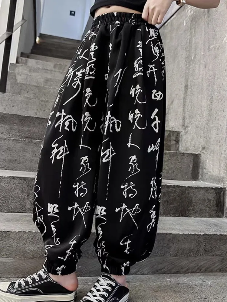 

Ультратонкие брюки из ледяного шелка для больших мальчиков, брюки в национальном стиле для девочек, новые летние детские тонкие брюки с защитой от комаров