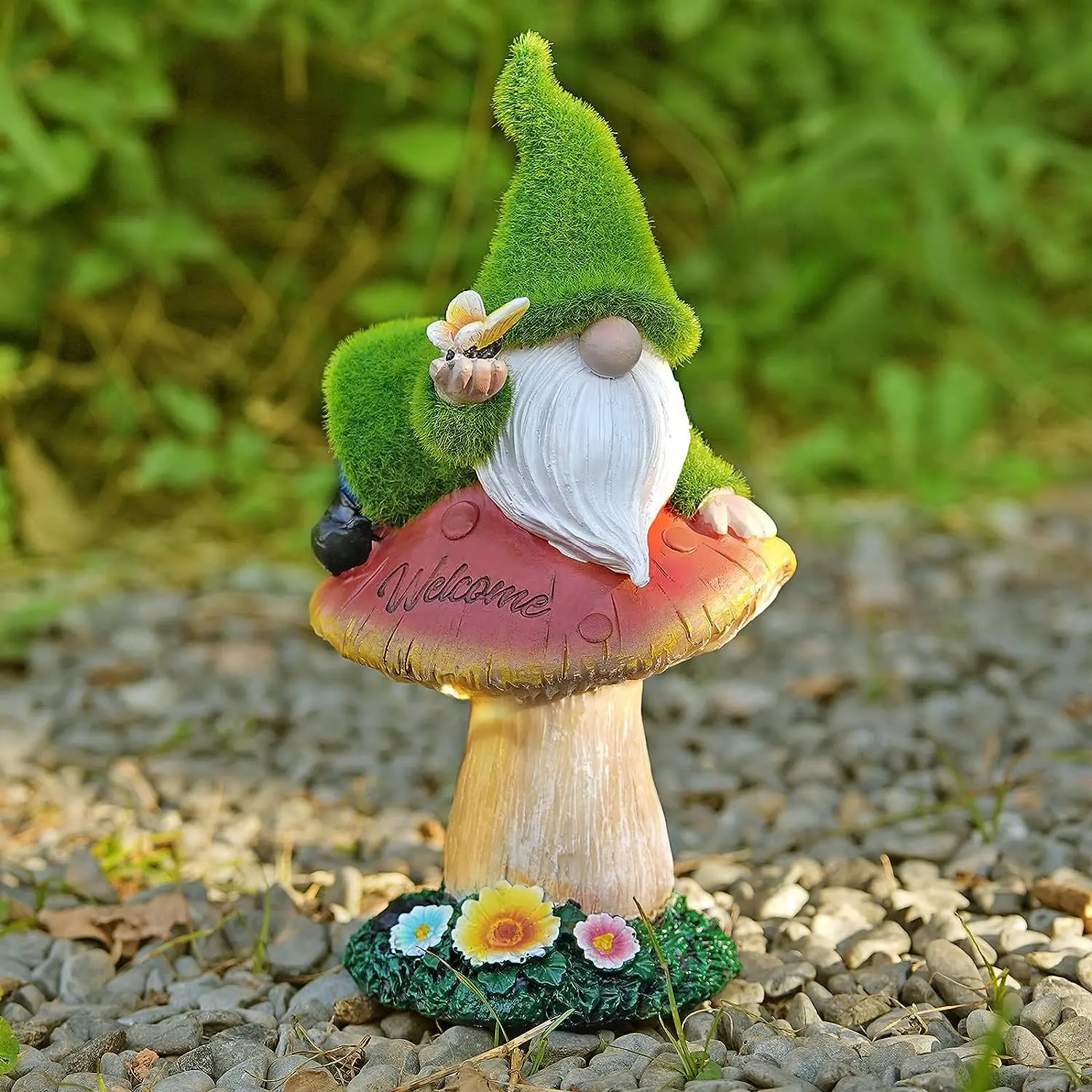 

Mushroom Elf Personalized Garden Ornament Resin Craft Decorative Light White Bearded Dwarf Dwarf Solar Garden Light