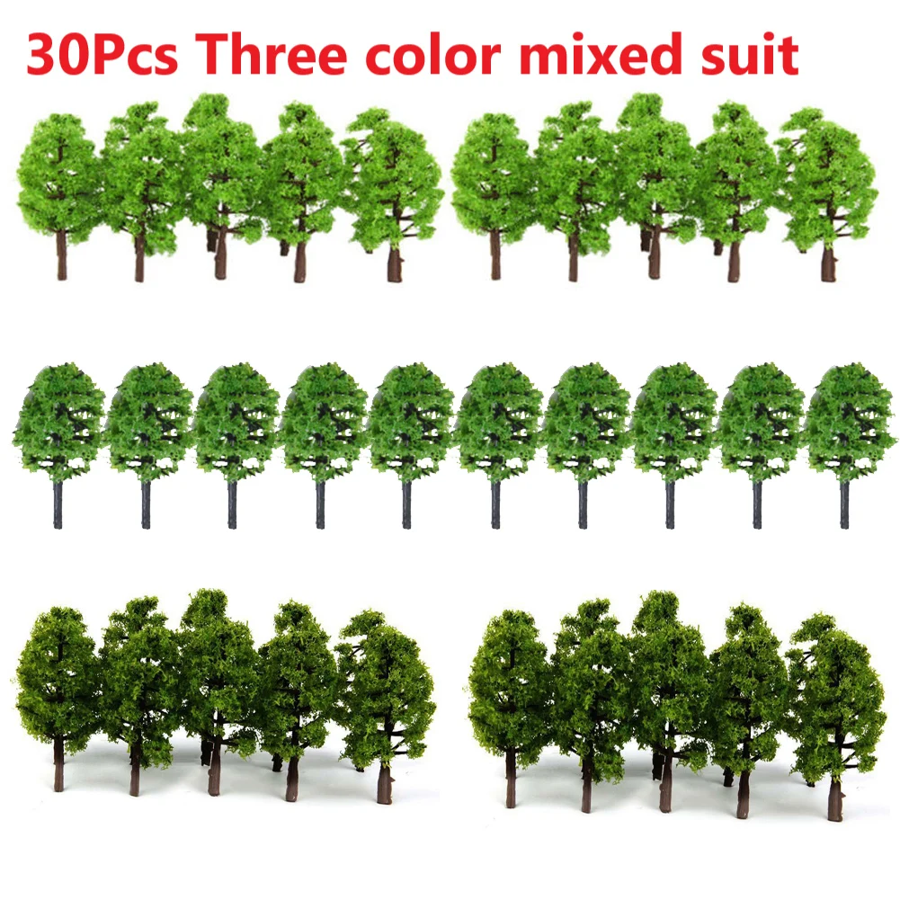 30pcs Model Trees For Train Railroad Artificial Model Trees Mixed Set Ornament Micro= Landscape Landscaping Decoration DIY Toys