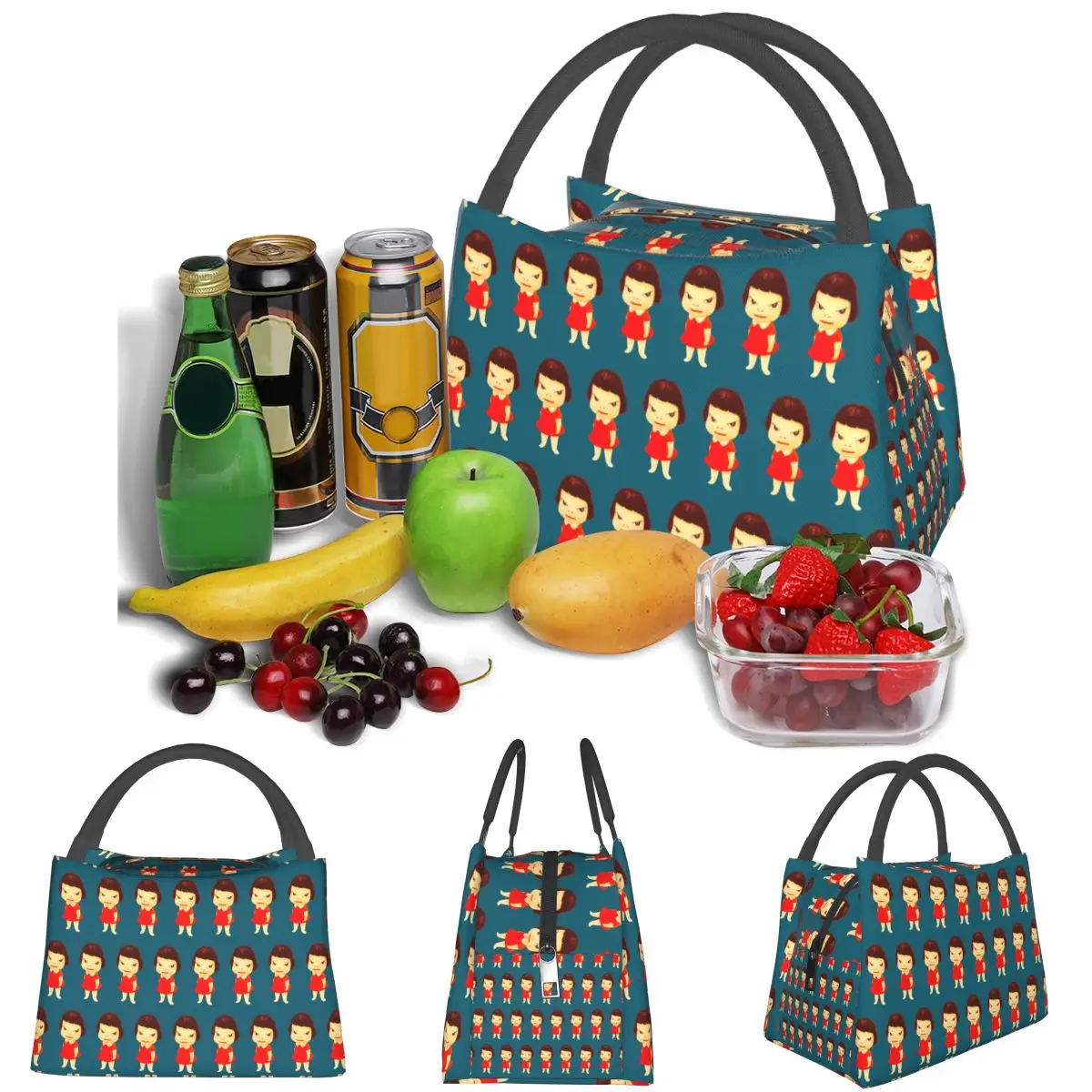 Yoshitomo Nara Lightweight Handheld Insulated Lunch Bag Aluminum Foil Liner for Adults Students Travel Picnic