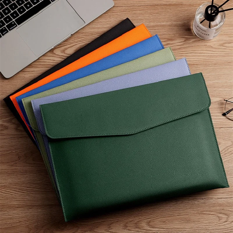 1PC A4 A6 Leather File Folder Data Package Document Bag Fashion Briefcase Data Contract Bill Organiser School Office Supplies