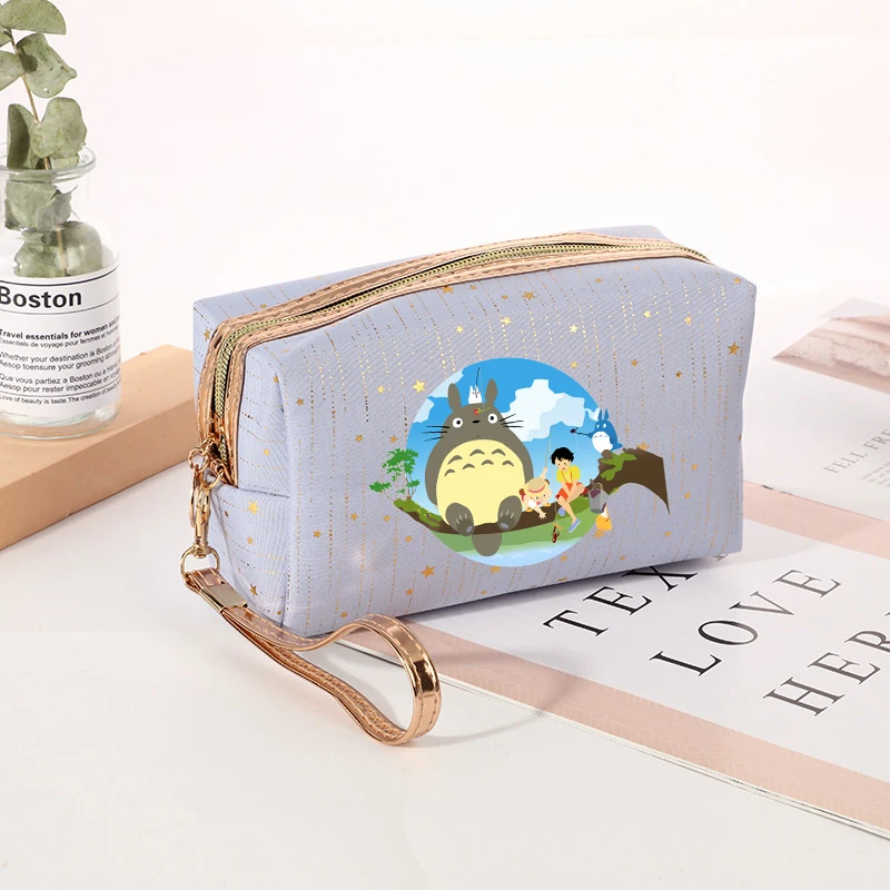 My Neighbor Totoro Women Cosmetic Bag Girl Meteor Stamping Anime Female Zipper Coin Makeup Toiletries Storage Case Birthday Gift