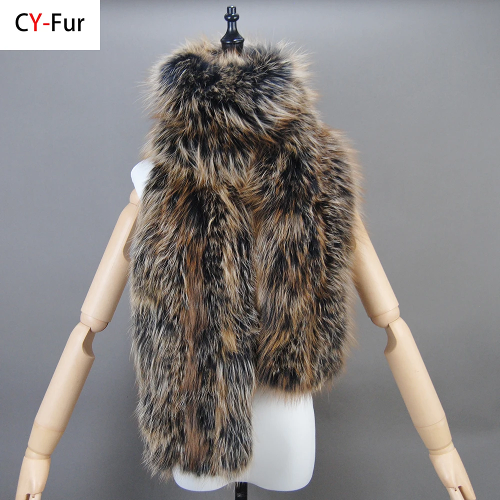 Women’s Scarf Soft Knitted Lady Long Style Real Fox Fur Shawl Wrap Natural Fox Fur Ring Scarves Winter Warm Real Fox Fur Scarf