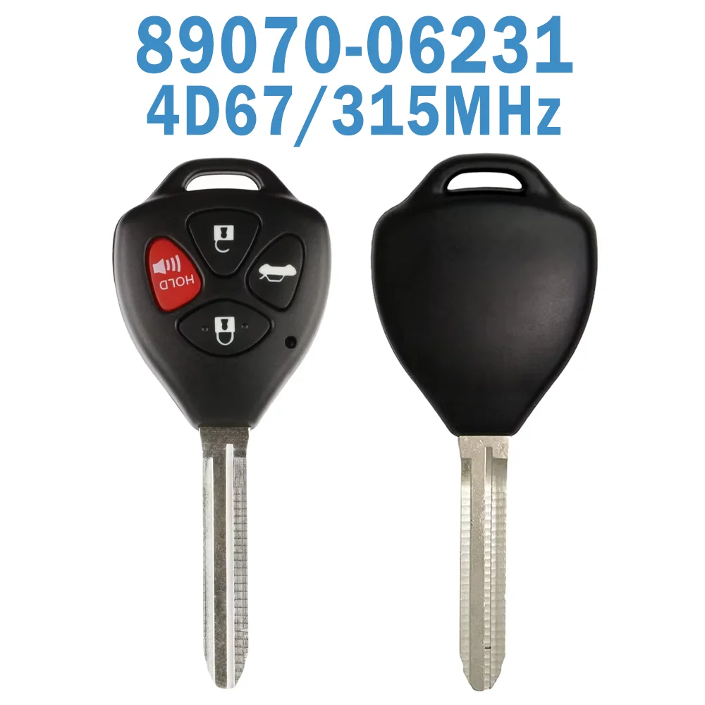 2 Pcs 89070-06231/HYQ12BBY Auto Remote Control 4B ASK 315MHz 4D67 Chip TOY43 Car Smart Key Fob For Toyota Camry Corolla 07-10