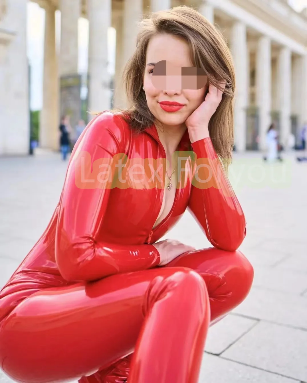 

Handmade Red Natural Latex Overalls Latex Rubber Cosplay Catsuit With Front Zip High Quality PlaySuit No Socks