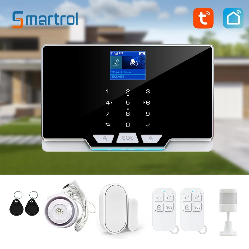 smart home gsm security alarm kit tuya casa inteligente wi fi sem fio suporte alexa garagem loja 01