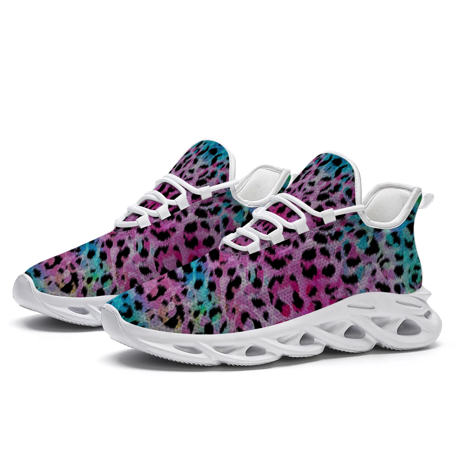 

Customized colorful leopard print men's and women's casual sports shoes, lightweight and breathable running shoes
