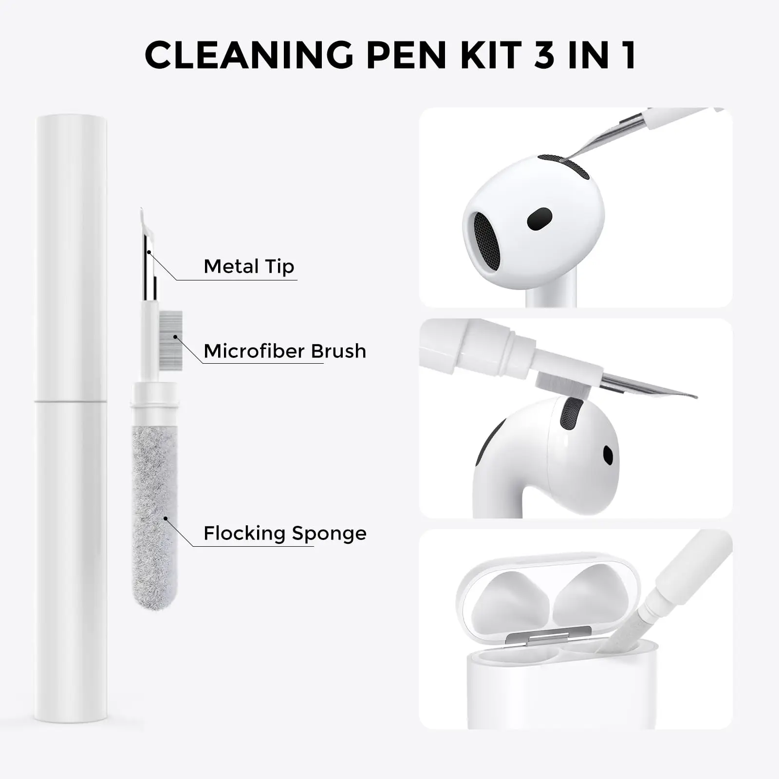 Per custodia AirPods Pro 3 con blocco sicuro Design carino per cuffie musicali con kit di pulizia Cover morbida in silicone per AirPods Pro 3