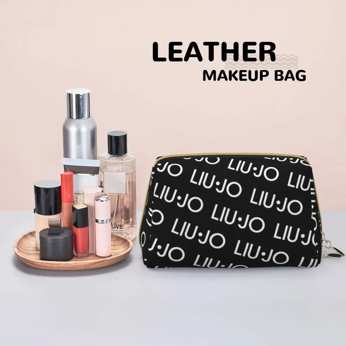 Women Liu Jo Makeup Bags Stylish Large Capacity Luxury Brand Leather Cosmetic Bag Toiletry Storage Case for Girl Woman