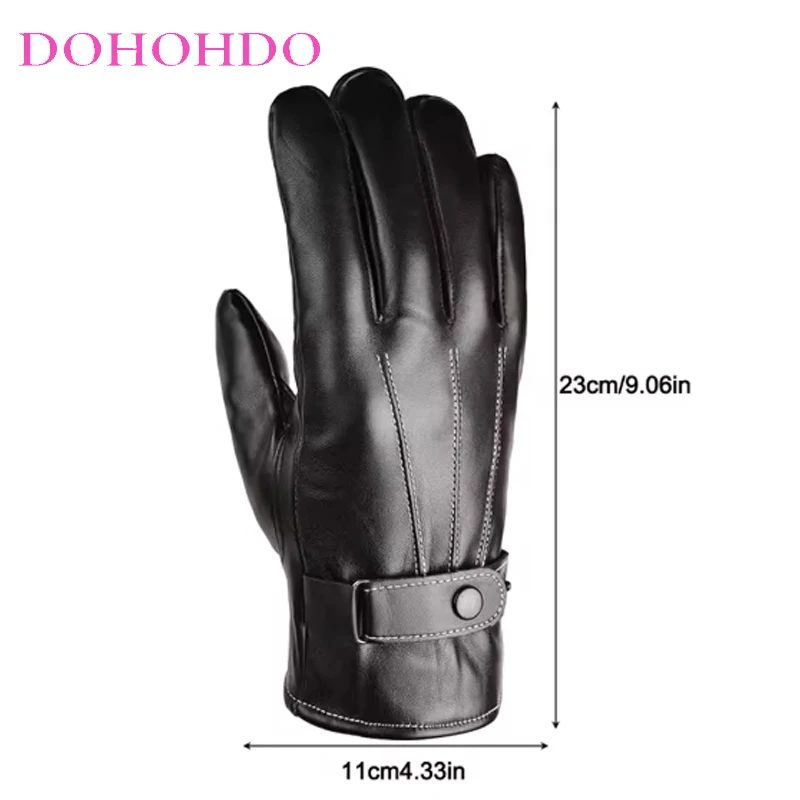 ركوب الدراجات في الخريف والشتاء سميكة مع قفازات مخملية دافئة مقاومة للرياح للدراجات النارية في الهواء الطلق شاشة تعمل باللمس قفازات جلدية سوداء للرجال