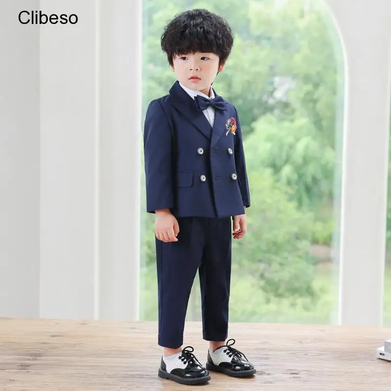 2024 Christening Clothes For Child Boys Kids Elegant British Style Tailored Suit Infant Prince Tuxedo Children's Clothing Sets