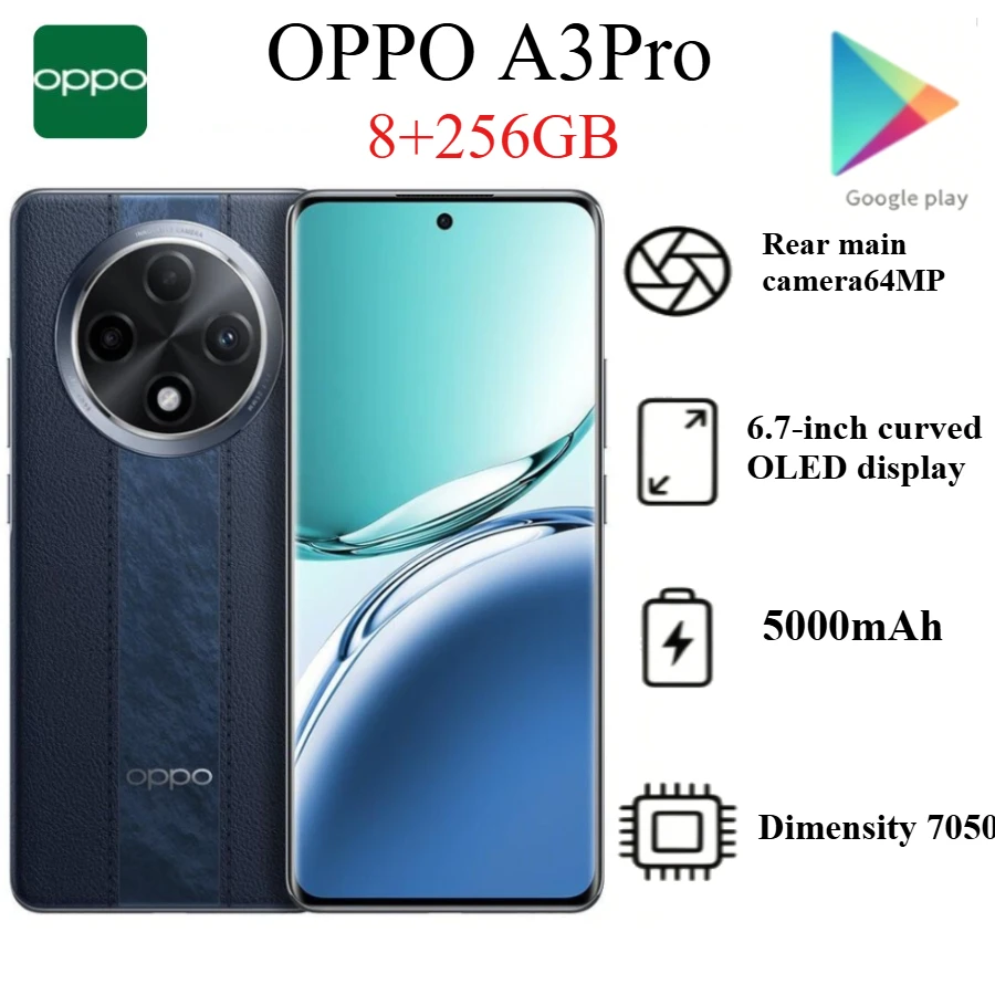 OPPO A3 pro 2026 Latest Model 8+256GB Global Version 64MP Camera 120Hz Curved Display 5000mAh Battery