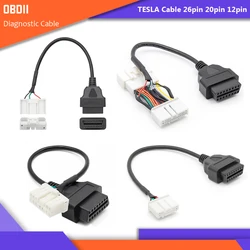 Dla Tesla OBD2 kabel diagnostyczny 26Pin 20pin 12pin złącze do OBDII 16Pin Adapter dla Tesla Model S Model X Model 3 Model Y