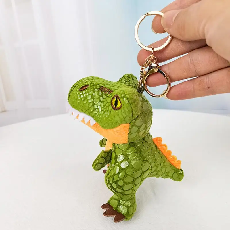 Plush Keychains For Backpacks Cartoon Soft Plush Tyrannosaurus Pendants Portable Multifunctional Kids Toys Bag Pendants For