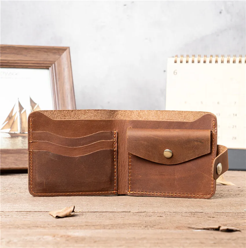 

Men's Wallet Crazy Horse Leather Vintage Short Wallets With Card Holders For Male Wallet Cartera Hombre Coin Pocket Man Purse