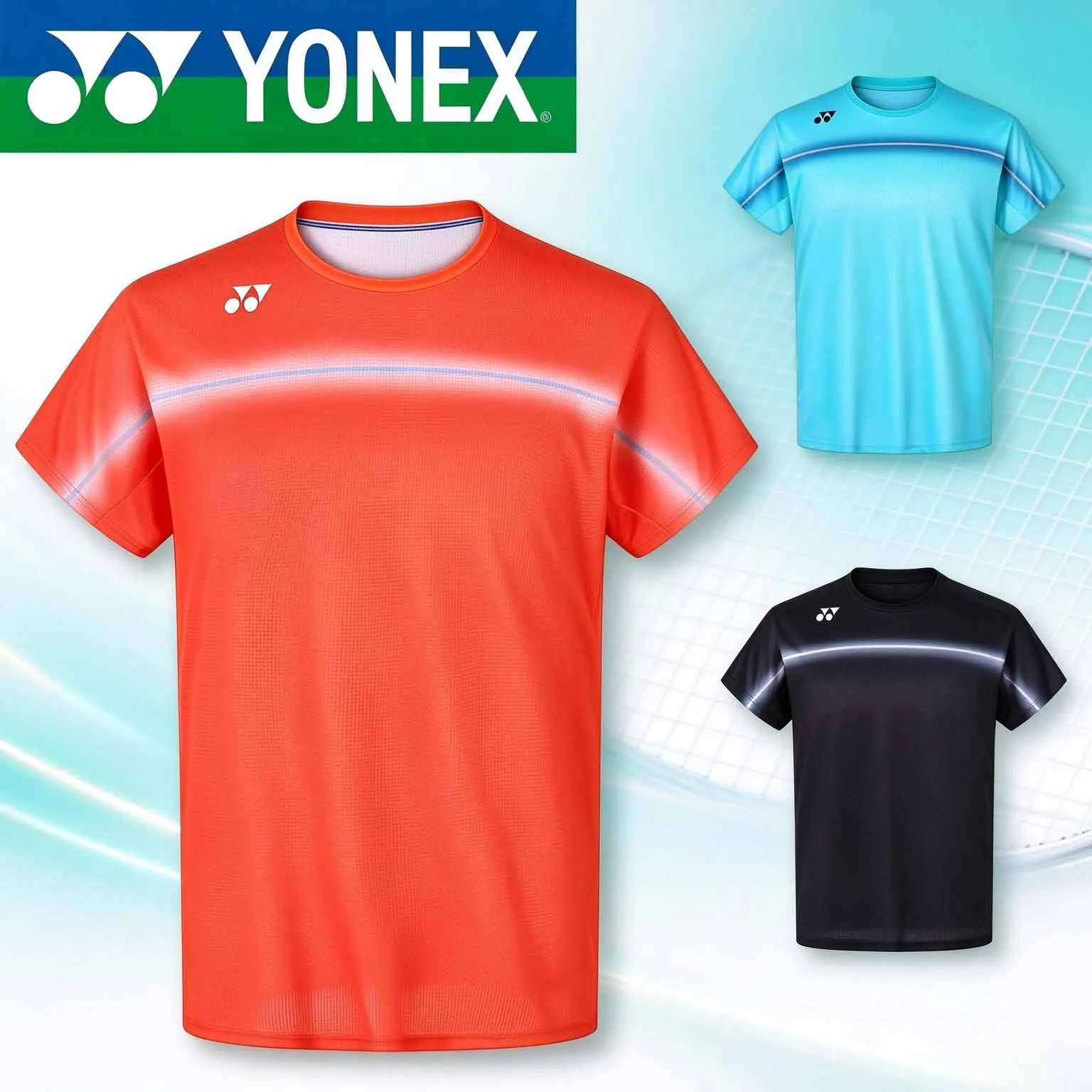 YONEX Badminton Clothes Men's Quick Drying Competition Clothes Breathable Club Training Clothes Street Wear T-shirt
