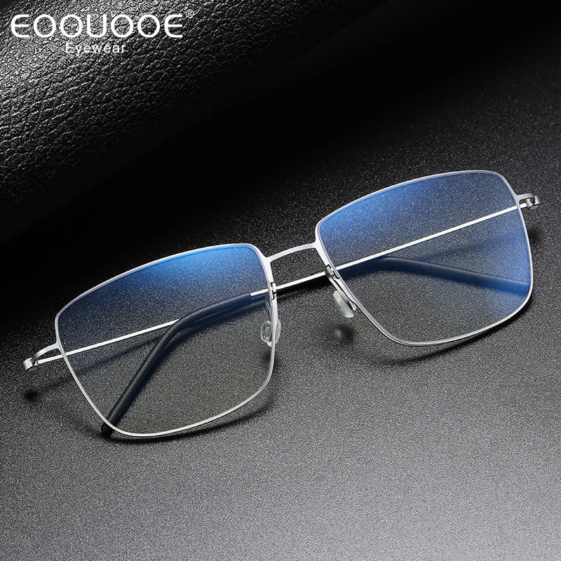 

56mm Men Pure Titanium Glasses Quality Optical Frame Screwless Design Eyewaer Anti-Reflective Myopia Hyperopia Progressive Lenes