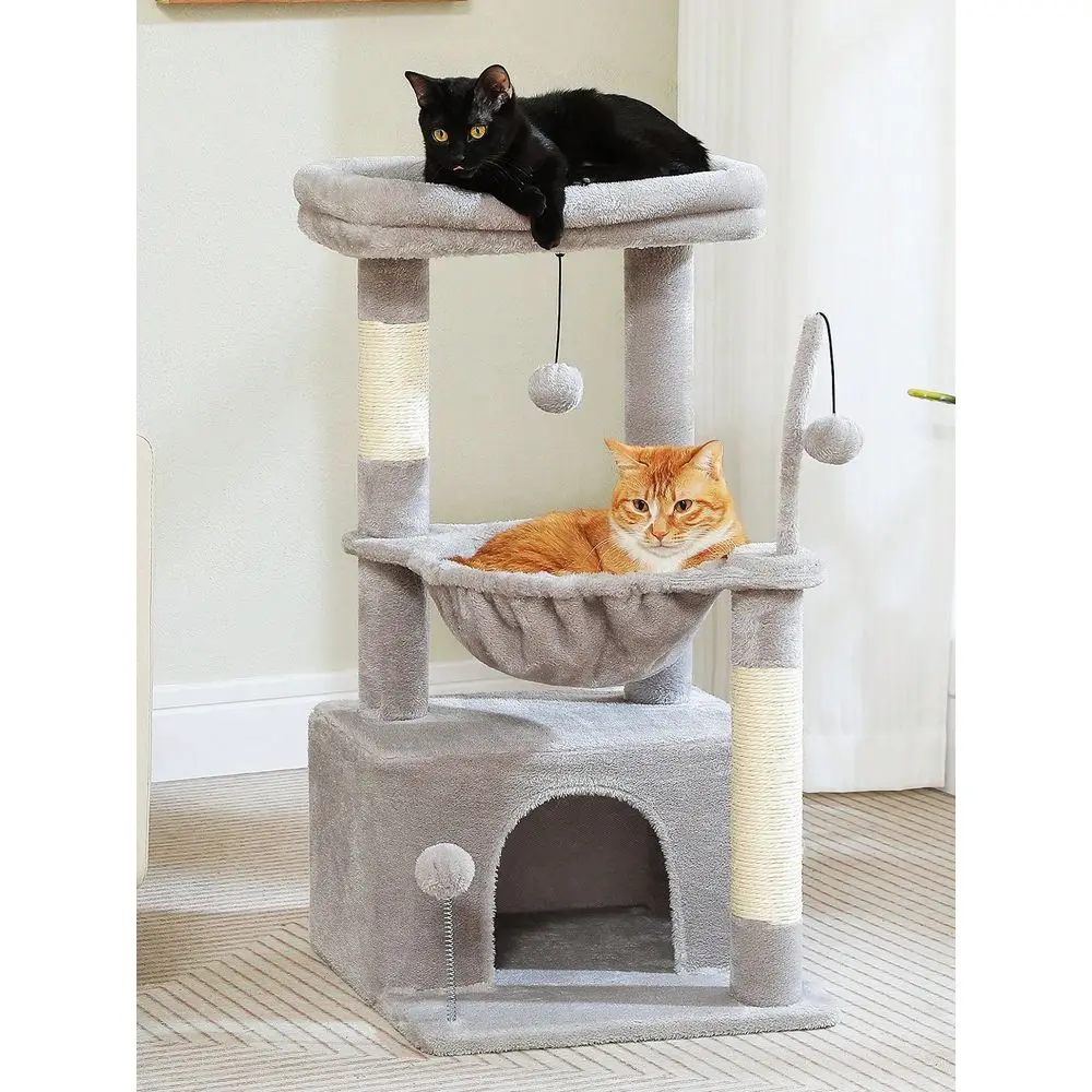 

33 Cactus Cat Tree, Cat Tower For Indoor Cats With Large Cat Condo, Cat ching Post For Cats With Deep Hammock Cozy Top Per
