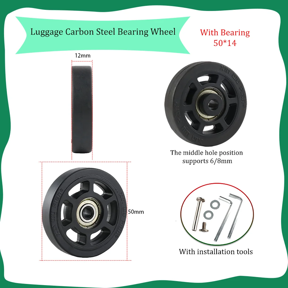 

FJ-50-12 Trolley Case Mute Single Wheel Rim Luggage Bearing Wheel Suitcase One High Elastic Filling Wheel Replacement Repairing