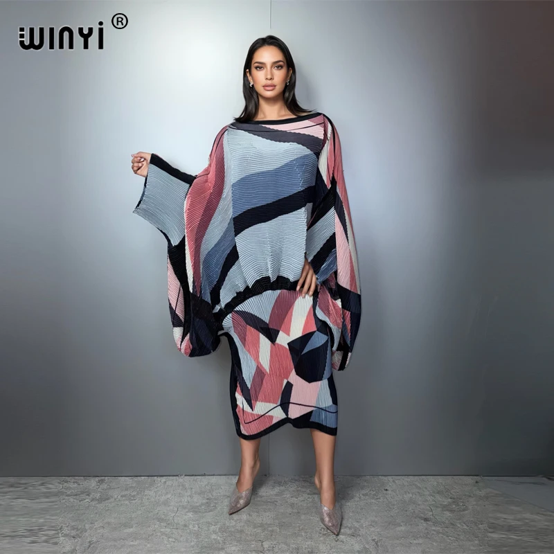 

Платье WINYI Africa с плиссировкой и эластичной талией, свободного кроя, пляжная накидка, кафтан, абайя, роскошное вечернее платье для вечеринок, абайя для мусульманок.