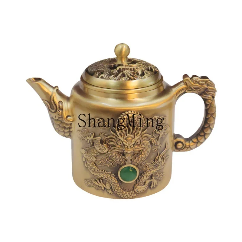

PYH Brass Dragon and Phoenix Teapot Ornament Home Office Teapot Desktop Decoration Brass Crafts Gifts Wholesale