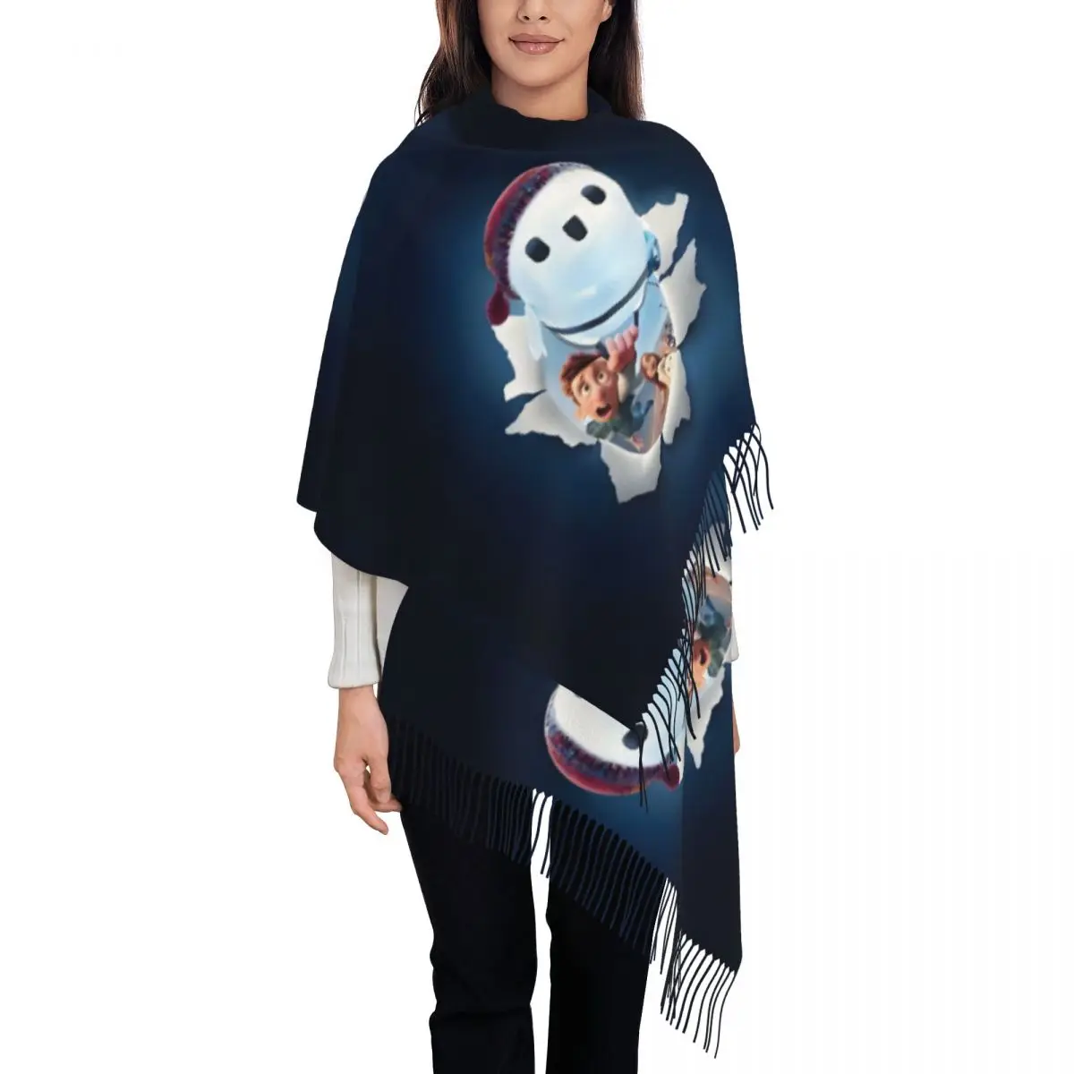 

Женский шарф с кисточками на заказ, мягкие мультяшные научные комедийные пленочные шали, женские зимние шарфы