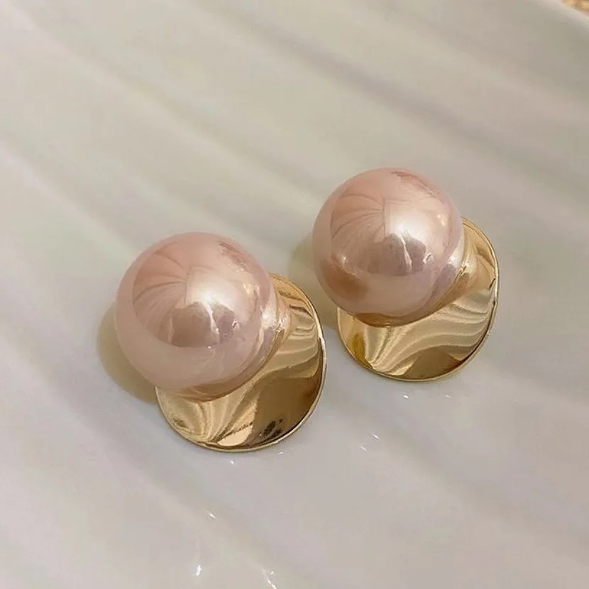 Advanced Geometric Round Micro Set Zircon Pink Pearl Pendant Earrings For Women Fashion Jewelry Accessories Girl’s Eardrop