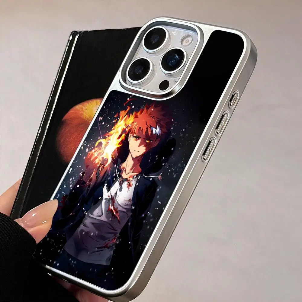 

Чехол для телефона Fate Stay Night Shirou Emiya для iPhone 17, 16, 15, 14, 13, 12, 11 Air Pro Max Plus с серебряным покрытием, красочный чехол, красивый