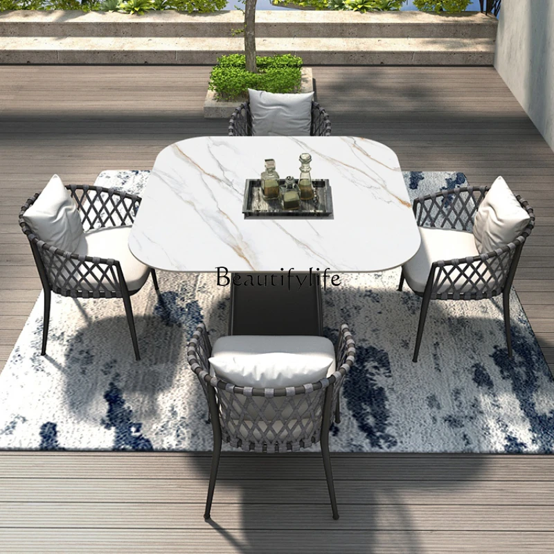 Courtyard Leisure Outdoor Terrace Sunscreen and Waterproof Outdoor Desk-Chair Combination