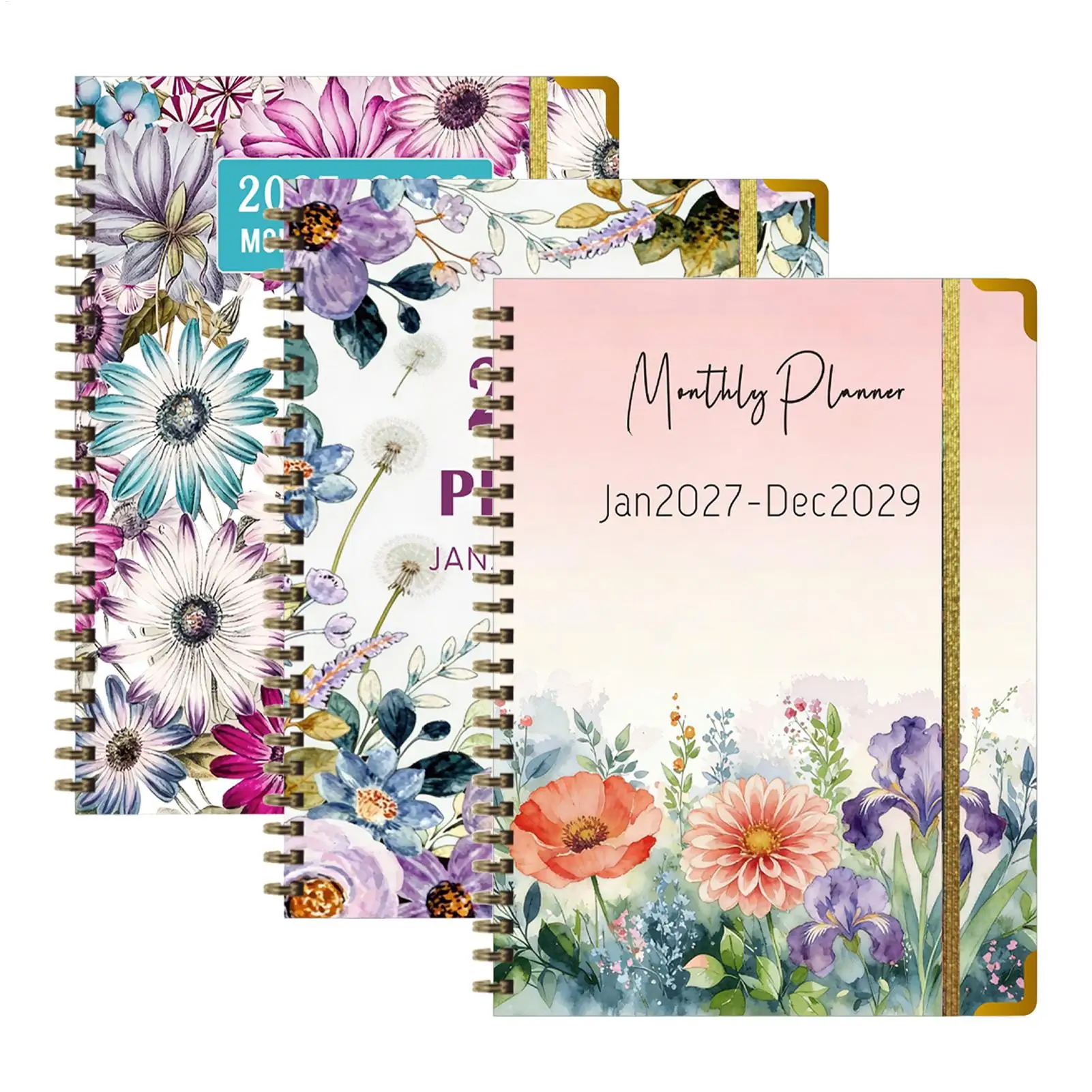 2027-2029 Monthly Planner 3 Years English Schedule Life Organizer Agenda Coil Notebook Daily Work Planner For Study School